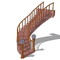 Traditional Wooden Staircase With Decorative Posts Round Finials And Patterned Steps