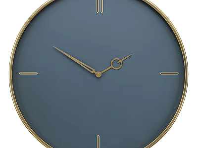 Modern Minimalist Wall Clock With Blue Dial And Golden Frame Hands 3d model