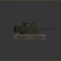 Green Military Tank Model With Turret And Cannon On Rustic Stone Base