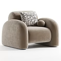 Modern Beige Single Sofa With Black And White Geometric Pillow And Brown Decorative Ball