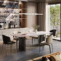 Modern Luxury Marble Top Dining Table Set With Stylish Chairs For Elegant Home Dining Room