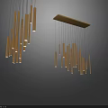 Modern Golden Chandeliers Featuring Multiple Long Slim Hanging Tubes And Stylish Design