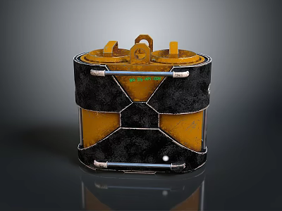 Yellow and Black Electronic Equipment with Metal Casing Cross Design and Handle 3d model