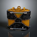 Yellow and Black Electronic Equipment with Metal Casing Cross Design and Handle