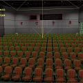 Modern Conference Room Interior Design With Red Seats And Neatly Arranged Rows