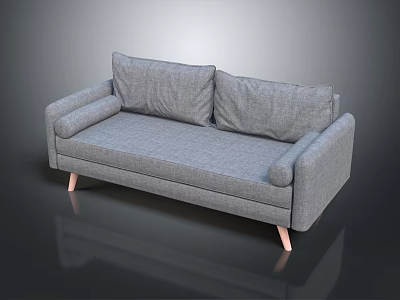 Modern Gray Fabric Sofa Featuring Wooden Legs And Comfortable Seats 3d model