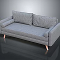 Modern Gray Fabric Sofa Featuring Wooden Legs And Comfortable Seats