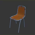 Modern Minimalist Single Chair With Orange Upholstered Seat Backrest And Metal Frame