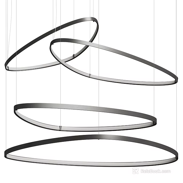Modern Circular Metal Rings Chandelier with Multiple Hoops for Interior Design 3d model