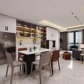 Modern Living Dining Room Interior With Black Sofa Coffee Table Dining Chairs And Glass Partition