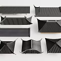 Architectural Roof Components In Various Traditional Black Tiled Styles