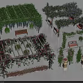 Vine Covered Garden Pergola Arbor Bench And Lush Decorative Plants