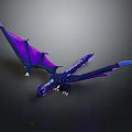 Vibrant Purple Blue Fantasy Dragon Character With Large Wings Flying In 3D Render