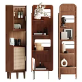 Modern Wooden Shelving Units With Open Display Shelves And Decorative Storage Cabinets