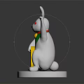 White Rabbit Decorative Home Furniture With Green Scarf Bell Yellow Sign And White Base