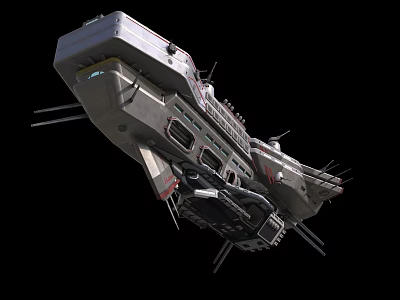Futuristic Warship With Advanced Design Sleek Structure Multiple Decks And Technical Details 3d model