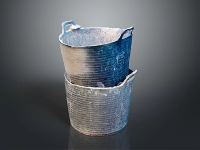 Heavy Duty Stacked Metal Buckets With Textured Surface For Industrial Storage Use 3d model
