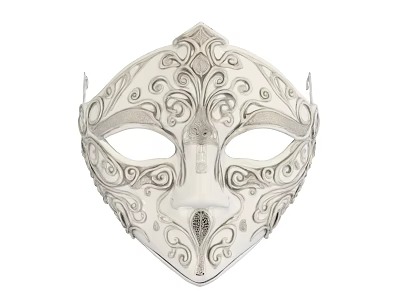 Elegant Decorative Ornament Set With White Mask And Intricate Filigree Patterns 3d model