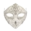 Elegant Decorative Ornament Set With White Mask And Intricate Filigree Patterns