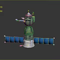 Green Space Equipment Featuring Satellite Structure Silver Base And Blue Solar Panels 3d model