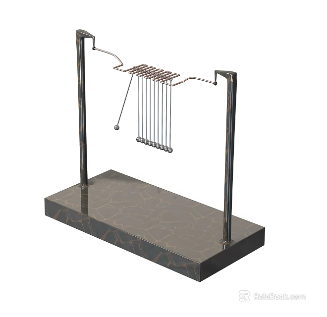 Modern Decorative Ornament Set With Metal Stand Marble Base And Hanging Bars 3d model 