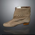 Brown Suede Ankle Boots With Scalloped Trim And Wooden Sole White Tag Inside