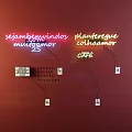 Colorful Neon Decorative Lights Featuring Welcome Letters in Café Bar Red Wall