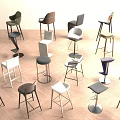 Diverse Modern Bar Stools With Stylish Designs For Home Interior Spaces 3d model