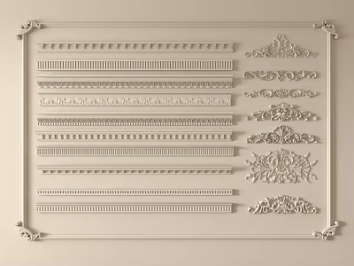 Various Decorative Gypsum Moldings With Intricate Patterns And Classic Designs 3d model