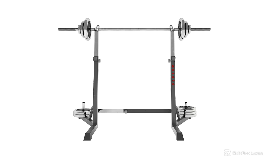 Sturdy Barbell Rack with Weight Plates for Home Gym Strength Training 3d model 