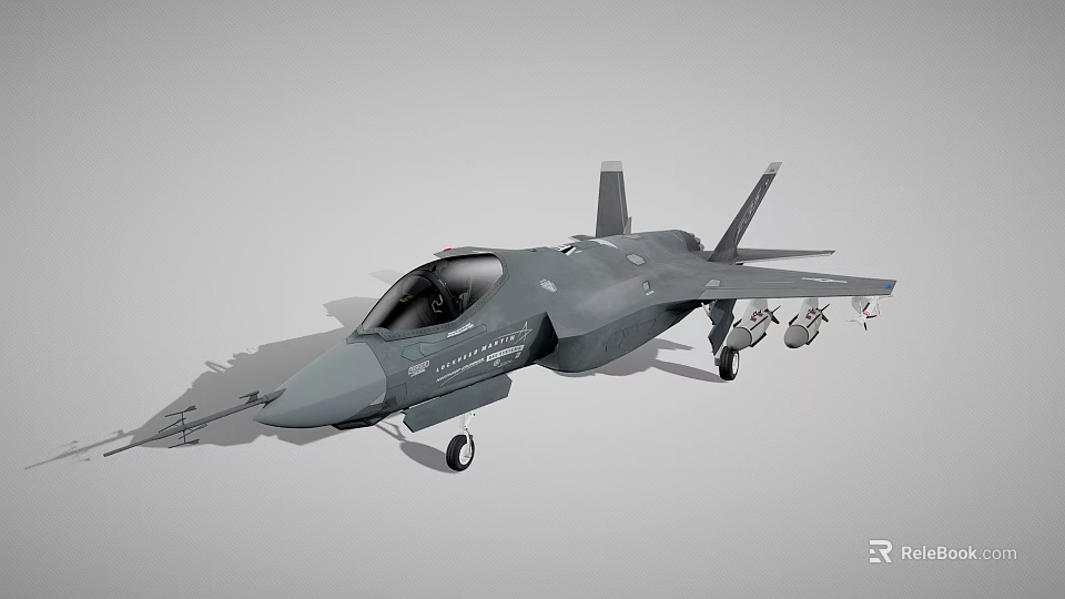 Gray Modern Fighter Jet With Stealth Design And Underwing Armaments 3d model