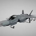 Gray Modern Fighter Jet With Stealth Design And Underwing Armaments 3d model