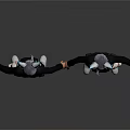 3D Fantasy Character Model with Horns Cat Ears Black Outfit Front Back View Details