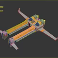 Futuristic Mechanical Structure With Orange Silver Components And Arm Like Design 3d model