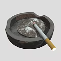 Decorative Ornament Set With Black Ashtray Lit Cigarette And Ash For Home Decoration