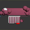 Smartphone Model With White Screen Pink Striped Awning Pink Balloon Trees And Red Play Button