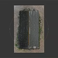 Cartoon Scene Of Old Barn With Gray Roof Red Door And Grass Around Black Base
