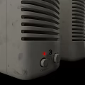 Vintage White Dual Computer Cases With Ventilation Grilles Control Knobs And Indicator Light