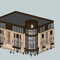 Modern Commercial Complex With Glass Facade Large Windows And Rounded Top