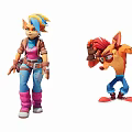Blue Hair And Red Hair Game Characters Battling Alien Creatures In Explosive Alien Environment
