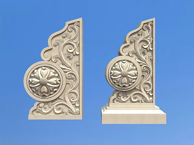Ancient Architecture Decorative Stone Carvings With Intricate Floral Motifs And Scroll Patterns 3d model