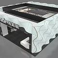 Comdar Exhibition Booth With White Wavy Exterior And Black Roof Design Structure