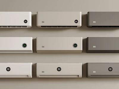 Xiaomi Air Cooler Fans in White Light Gray Dark Gray Colors Neatly Arranged Design 3d model