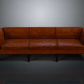 Brown Leather Sofa With Armrests And Wooden Legs For Living Room