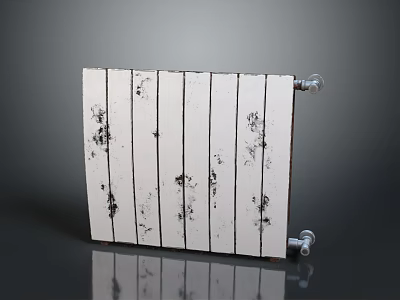 Vintage White Metal Radiator with Spotted Finish and Classic Design 3d model