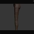 Stylish Brown Leather Utility Pants With Multiple Pockets And Stitching Details