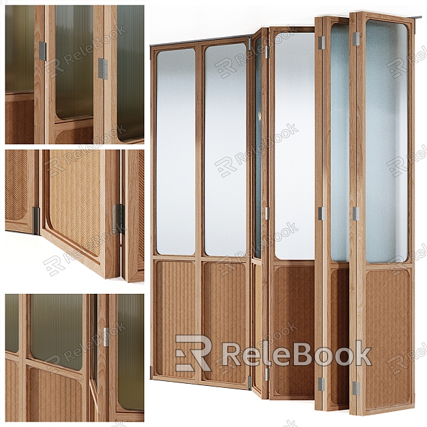 Rattan folding sliding door model