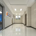 Modern Elevator Hallway With Spacious Bright Interior Polished Floor Glass Doors And Company Logo