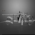 Military Towed Artillery Weapon 3D Model With Gun Barrel Wheels And Mechanical Components