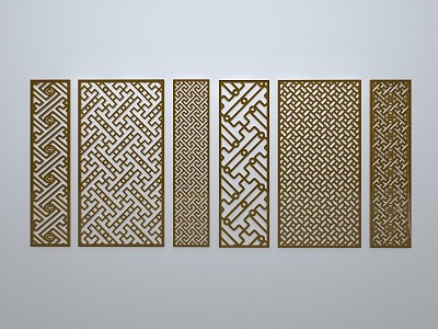 Chinese-style window grilles silhouette pane window sill border openwork window 3d model